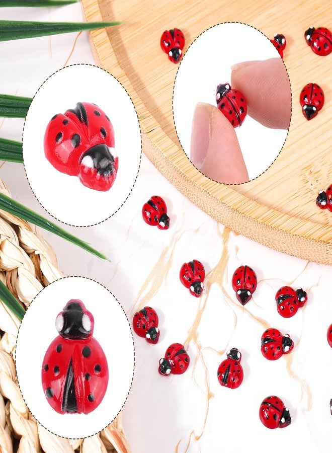 lasuroa 120pcs Mini Resin Ladybug, Cute Tiny Ladybugs with 2 Style Miniature Animals Figures Micro Landscape Dollhouse Decor for Birthday Christmas Party Favors - Image 4